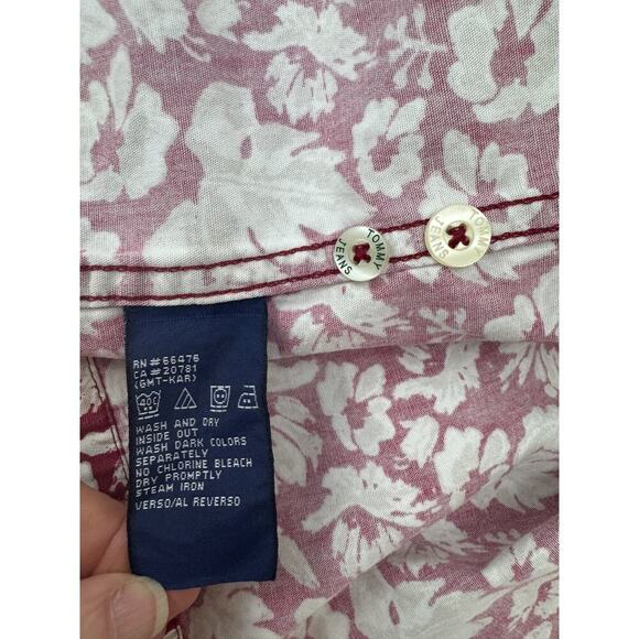 Y2K Vintage Tommy Hilfiger Hawaiian Shirt Button Down Floral Men XL Locker Loop - Picture 5 of 10